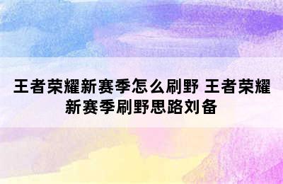 王者荣耀新赛季怎么刷野 王者荣耀新赛季刷野思路刘备